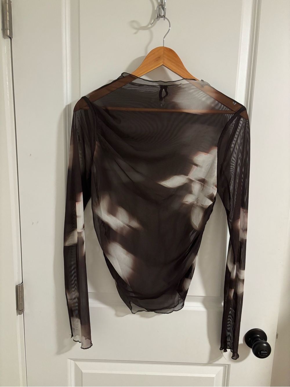 ZARA Set Brown Midi Skirt & Long Sleeve Sheer Top Size Medium - Picture 3 of 7